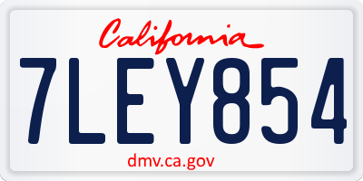 CA license plate 7LEY854