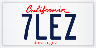 CA license plate 7LEZ