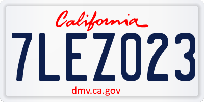 CA license plate 7LEZ023