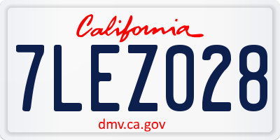 CA license plate 7LEZ028