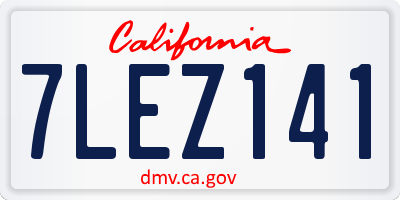 CA license plate 7LEZ141