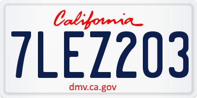 CA license plate 7LEZ203