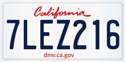 CA license plate 7LEZ216