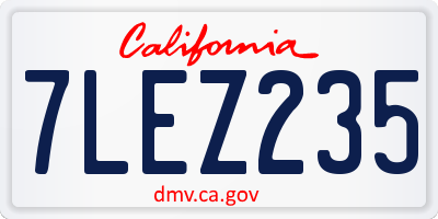 CA license plate 7LEZ235
