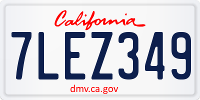 CA license plate 7LEZ349