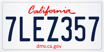 CA license plate 7LEZ357