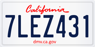 CA license plate 7LEZ431