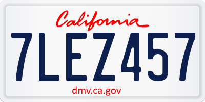CA license plate 7LEZ457