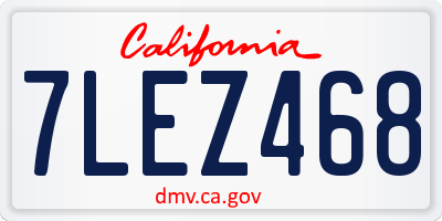 CA license plate 7LEZ468