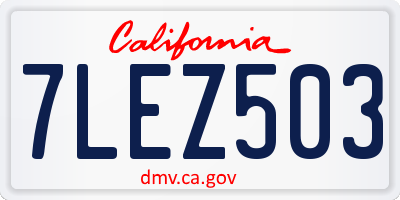 CA license plate 7LEZ503
