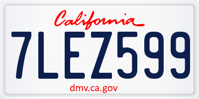 CA license plate 7LEZ599