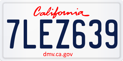CA license plate 7LEZ639