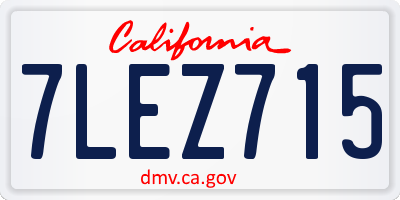 CA license plate 7LEZ715