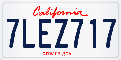 CA license plate 7LEZ717