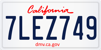 CA license plate 7LEZ749