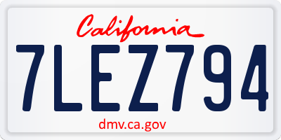 CA license plate 7LEZ794