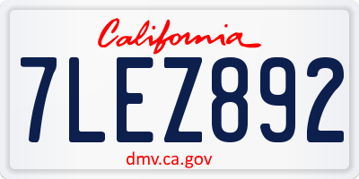 CA license plate 7LEZ892