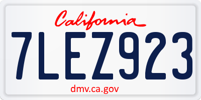 CA license plate 7LEZ923