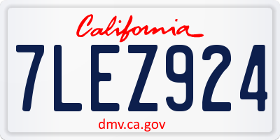 CA license plate 7LEZ924