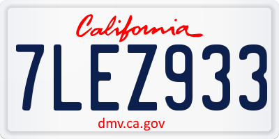 CA license plate 7LEZ933
