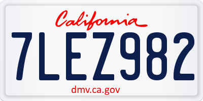 CA license plate 7LEZ982
