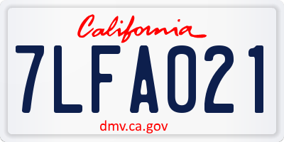 CA license plate 7LFA021