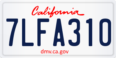 CA license plate 7LFA310