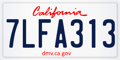 CA license plate 7LFA313