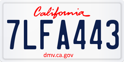 CA license plate 7LFA443