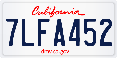 CA license plate 7LFA452