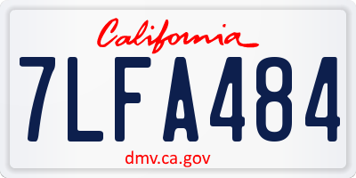 CA license plate 7LFA484