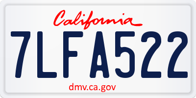 CA license plate 7LFA522