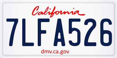 CA license plate 7LFA526
