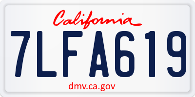 CA license plate 7LFA619