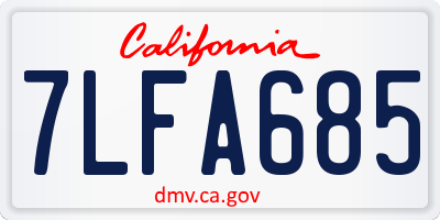CA license plate 7LFA685