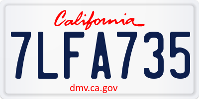 CA license plate 7LFA735