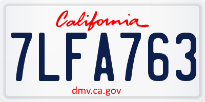 CA license plate 7LFA763