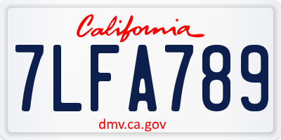 CA license plate 7LFA789