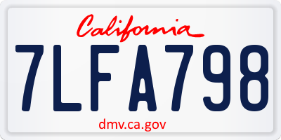 CA license plate 7LFA798
