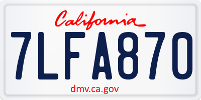 CA license plate 7LFA870