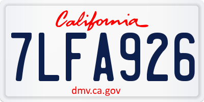 CA license plate 7LFA926