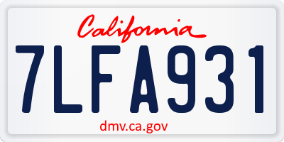 CA license plate 7LFA931