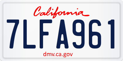 CA license plate 7LFA961