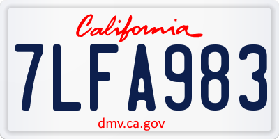 CA license plate 7LFA983