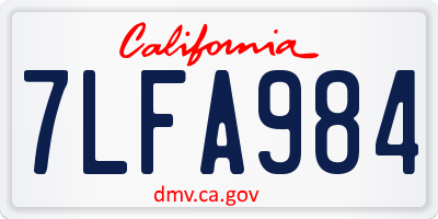 CA license plate 7LFA984