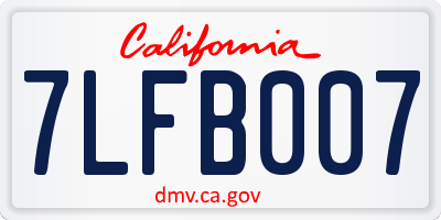 CA license plate 7LFB007