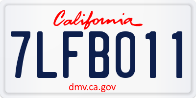CA license plate 7LFB011
