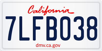 CA license plate 7LFB038