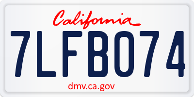 CA license plate 7LFB074