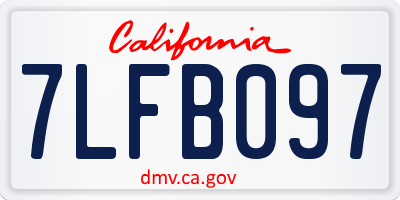 CA license plate 7LFB097